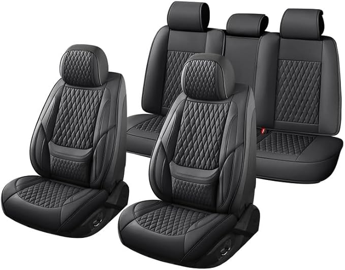 Car Seat Covers Full Set Custom Fit for Mercury Mountaineer 1997-2010 - Premium Faux Leather with Lumbar Support | Breathable, Waterproof, Anti-Slip, Durable (Black,Full Set)