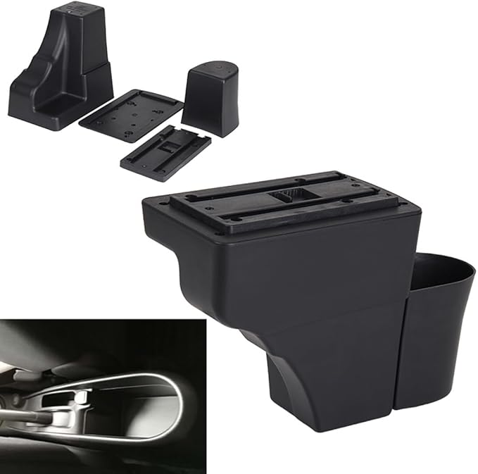 AULPHIKE Compatible with Nissan Note Armrest 2016-2018 Car Center Console Organizer Armrests Double Layer Storage with 3 USB（Black）