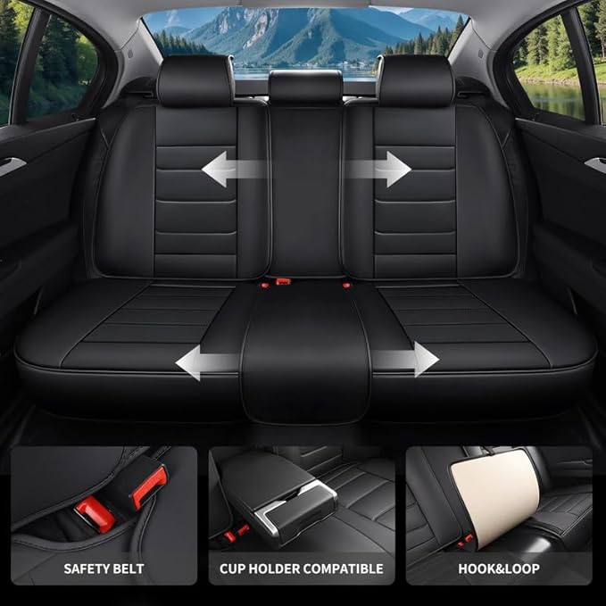 Car Seat Covers Custom Fit for Chevrolet/Chevy Cobalt 2004-2010, Premium Faux Leather Waterproof Car Seat Protectors with Lumbar Support, Breathable Anti-Slip Easy to Install(Black,Full Set)