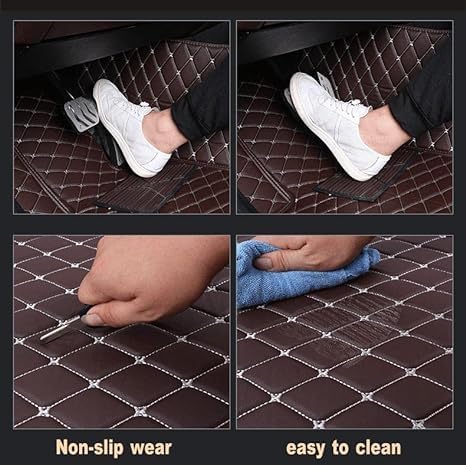 Custom Floor Mats for Cars，Luxury Full Coverage All Weather Car Floor Mats，Leather Car Mat Set ， Floor Mats for 99% of Cars, Trucks & SUVs (Beige)