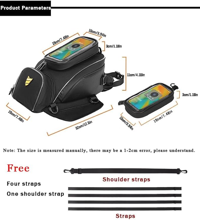 Motorcycle Tank Bag for BMW G310GS G310 GS G 310 GS, Magnetic & Strap Mount Tank Bag for Motorcycles, Motorcycle Touring Navigation Luggage Bag Tank Bags,A Strap