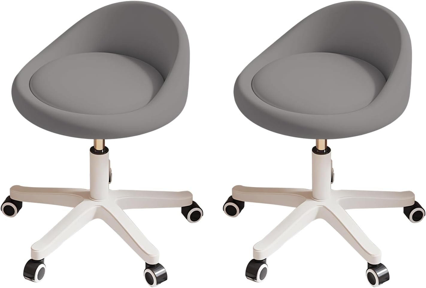 Rolling Stool Set of 2 Rolling Hydraulic Salon Stool with Low Backrest - Adjustable Swivel Chair for SPA, Shop, Salon, Massage, or Medical Office Dark Grey