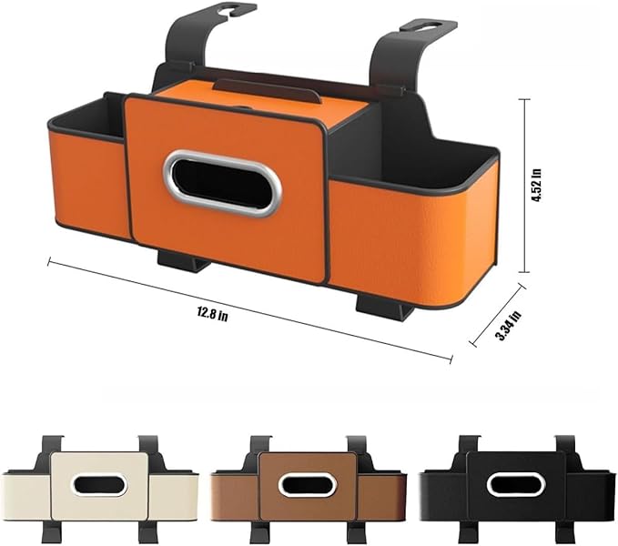 Car Multifunctional Seat Back Waterproof Storage Bag, Multifunctional & Waterproof Car Back Seat Organizer with 2 Cup Holders&Hooks, Hanging Storage Box for Most Cars (2pcs A)