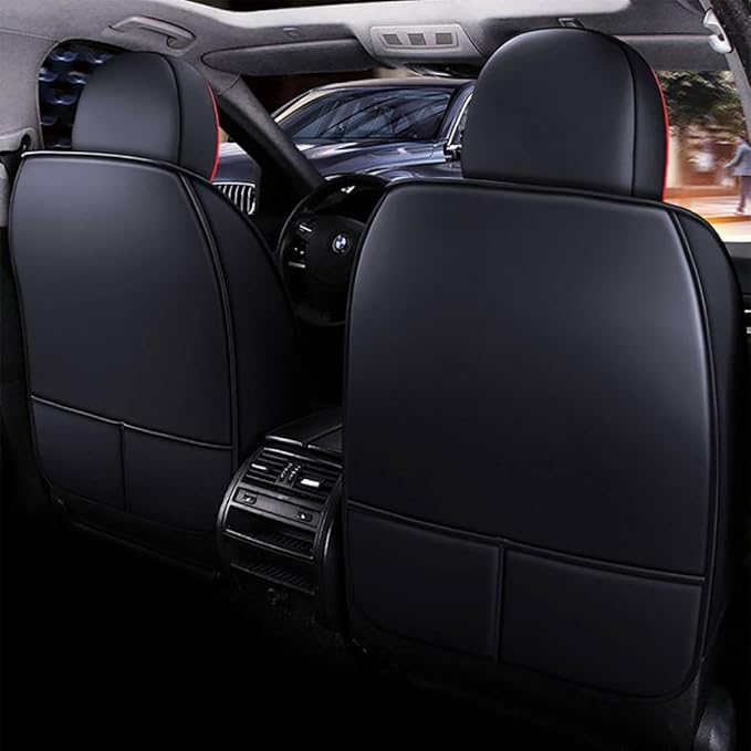 for Toyota RAV4 2008-2025 Car Seat Covers, Full Coverage Customized Seat Covers Premium Leather Waterproof Stain-Resistant Easy to Install (Front Set, Black&Red)