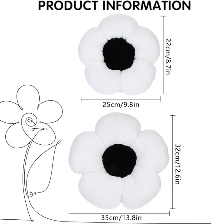 4 Pack Plush Flower Car Headrest Pillow and Lumbar Support Pillow Soft Comfortable Car Headrest Pillow Cute Car Accessories for Car Driving Cute Neck Pillows for Driving Car Decor