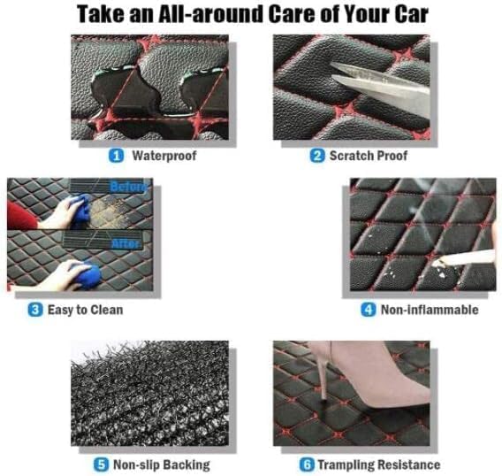 Custom Car Floor Mat Compatible with 97% Car Models Luxury Leather All Weather Waterproof Anti-Skid Full Coverage Car Mats (Black Yellow)