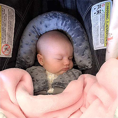 Baby Carseat Headrest and Strap Covers,Baby Carseat Head Support & Carseat Neck Cover,Infant Head Support Pillow, Toddler Headrest Pad for Carseat Strollers Carrier,Grey