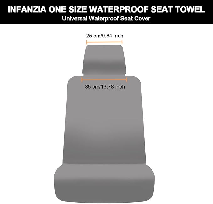 INFANZIA Premium Waterproof Seat Cover Towel Protector Neoprene Universal Fit, Upgraded 100% Washable & Removable Non-Slip Sweat Carseat Towel Covers, Perfect for Gym/Yoga/Workout（Black,2PCS