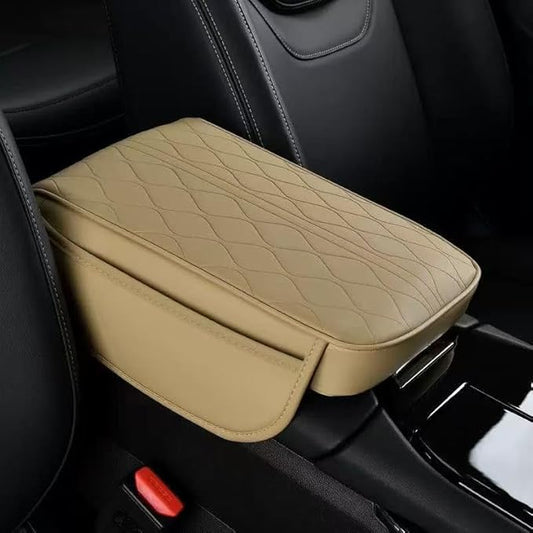 1 Pack Car Center Console Cover Custom Fit for Toyota Grand Highlander Hybrid 2024-2025, Leather Memory Foam Armrest Cushion Protector, Anti-Scratch Durable Armrest Pad,Beige