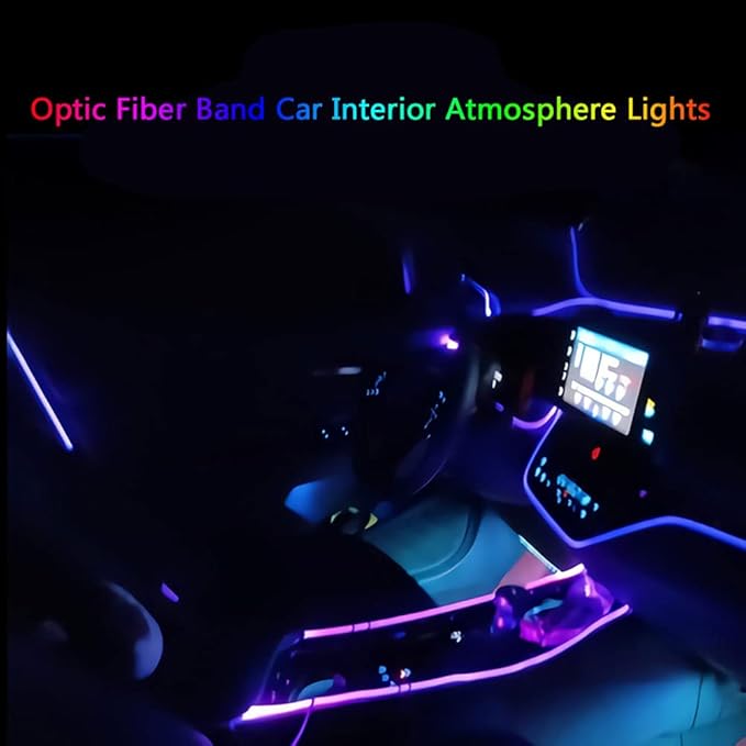 Super Bright MMA Plastic Optic Fiber Side Glow Unibody Band Edge Cable Car LED Illumination Optic Fiber Band Car Interior Atmosphere Lights (13.12ft)