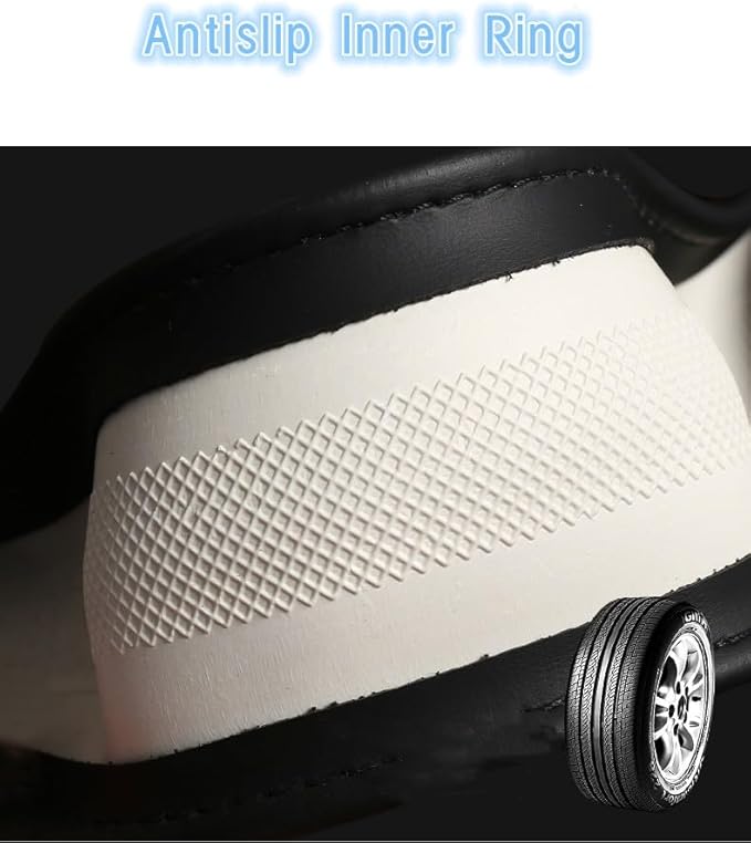 Wood Car Steering Wheel Cover Rubber Inner Ring All Car Universal Four Seasons Universal Thin Fiber Leather Anti-Slip 16 17 18 19inch for Truck (19inch, Black)