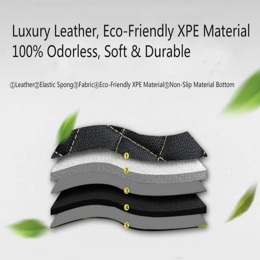 Custom All-Weather Protection Leather Car Floor Mats for Cars Sedan SUV Sports Car Waterproof Floor Mat (All Black Red)