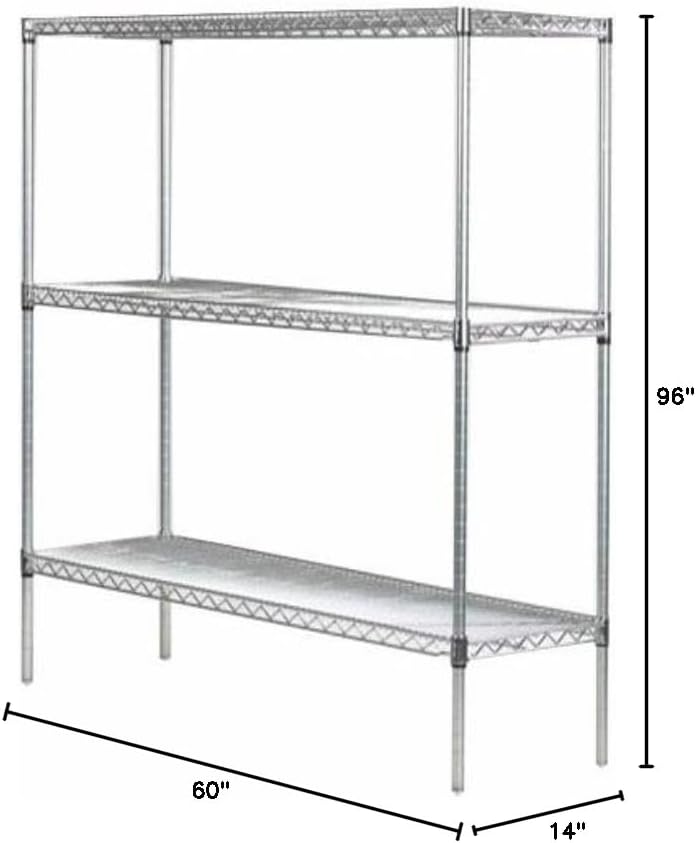 Omega 14" Deep x 60" Wide x 96" High 3 Tier Chrome Starter Shelving Unit