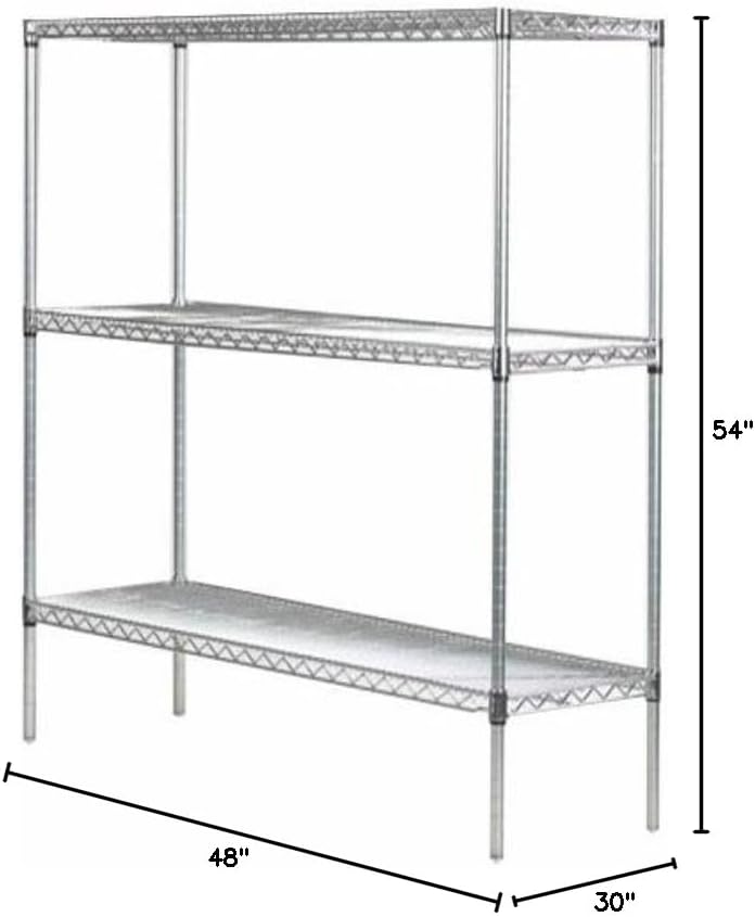 Omega 30" Deep x 48" Wide x 54" High 3 Tier Chrome Starter Shelving Unit