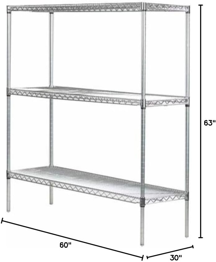 Omega 30" Deep x 60" Wide x 63" High 3 Tier Gray Starter Shelving Unit