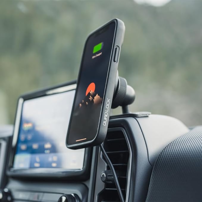 Quad Lock Adhesive Dashboard/Console Car Phone Holder Kit with MAG Wireless Charging Head V2 and MAG Phone Case for iPhone 11 Pro