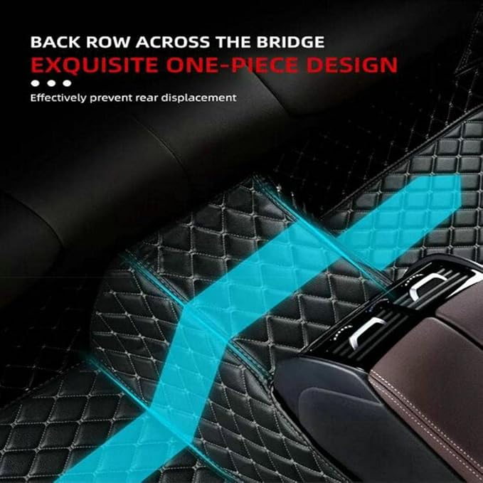 TREGOO All Weather Car Mats Custom Fit Non Slip Floor Mats for 1998-2025 Cars Personalized Leather Protection Pads Suitable for Men Women (Black Double Panel with Yellow Stripe)