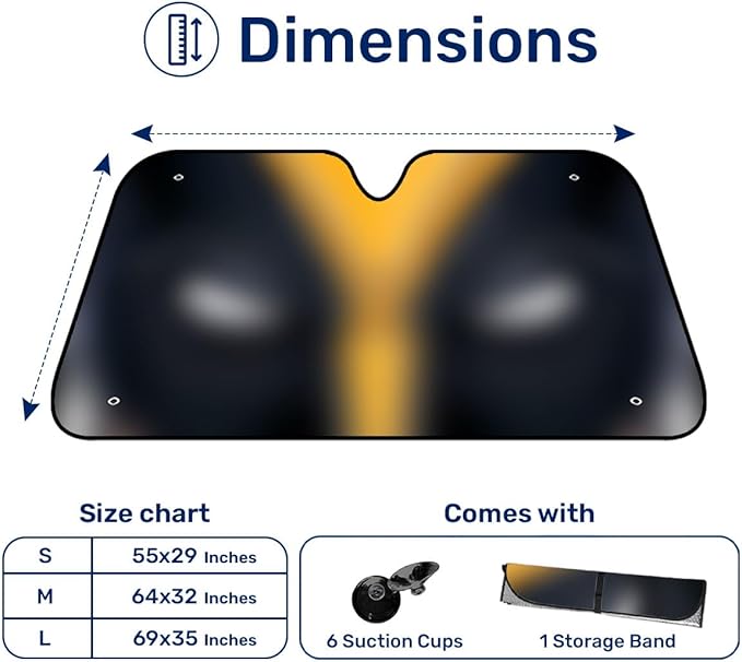 GENANY Yellow Eyes Windshield Sun Shade for Car SUV Truck (64x32 Inches), Sun Shade Windshield, Shades for Front Windows, Protector Blocks UV, Car Decor