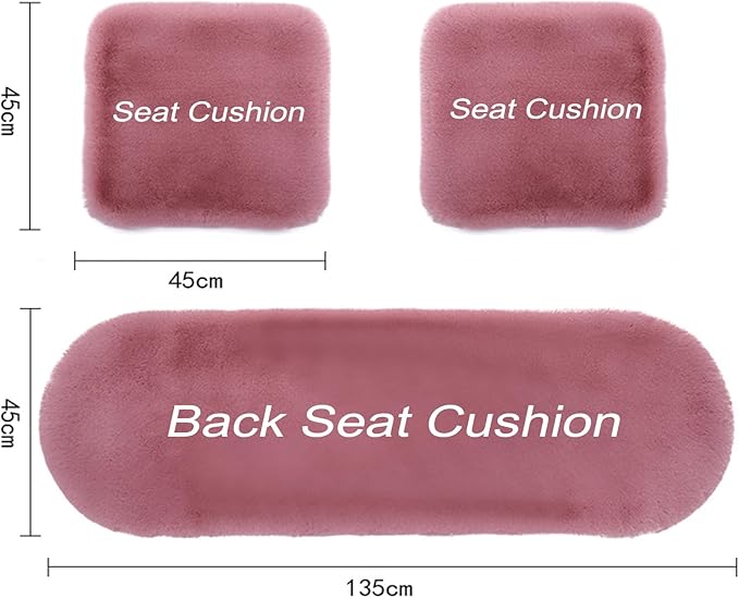 Plush Car Seat Cushion, Soft Warm Fuzzy Faux Rabbit Fur Fluffy Plush Auto Seat Cover Vehicle Car Front and Back Seat Protector Pad with Non-Slip Backing Cushion Interior Universal Fit (Pink1,Front*1)
