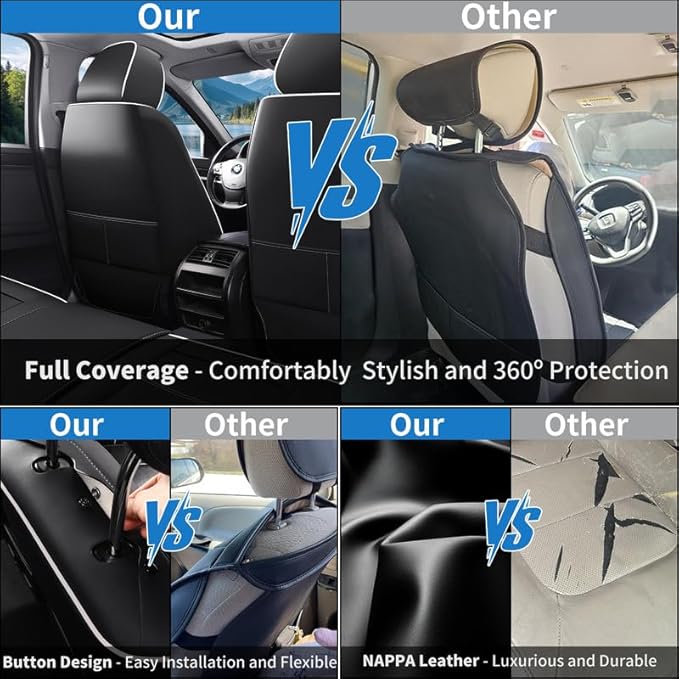 Car Seat Covers Full Set Custom Fit for Buick Envista 2024-2026-Luxury Leather with Lumbar Support, Breathable, Waterproof, Anti-Slip, Durable, Easy to Install (Black&White,Full Set)