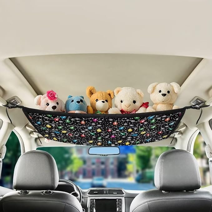 Colorful Lights Car Roof Storage Bag Car Seat Storage Hanging Bag Multi-Purpose Car Bag Storage Box Organizer Pouch Pocket Inner Car Accessories Compatible with Most Vehicles