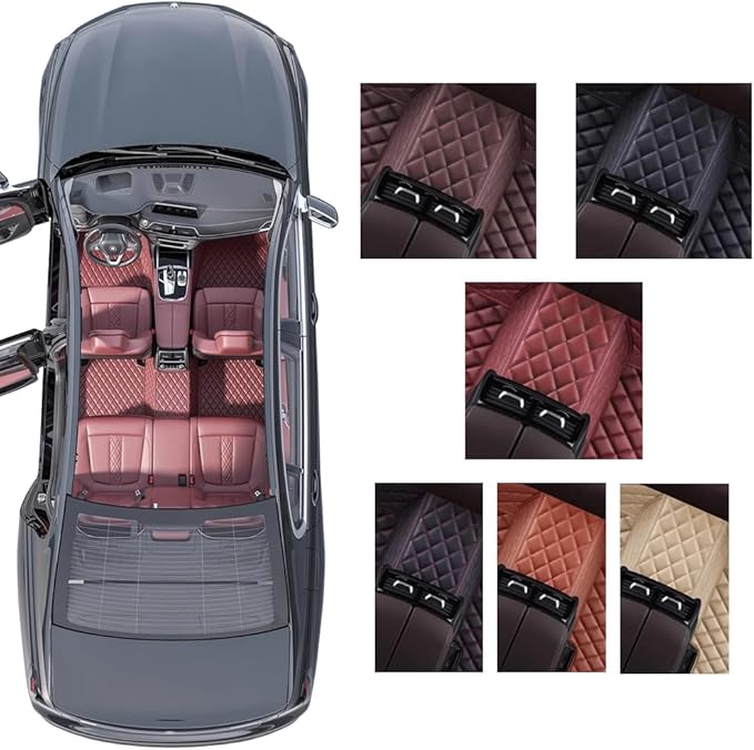 Custom Personalized Floor Mats for Cars，Luxury Full Coverage All Weather Car Floor Mats，Anti-Slip Leather Car Mat Set ，Custom Floor Mats for 99% of Cars, Trucks & SUVs (3D Pink and Black)