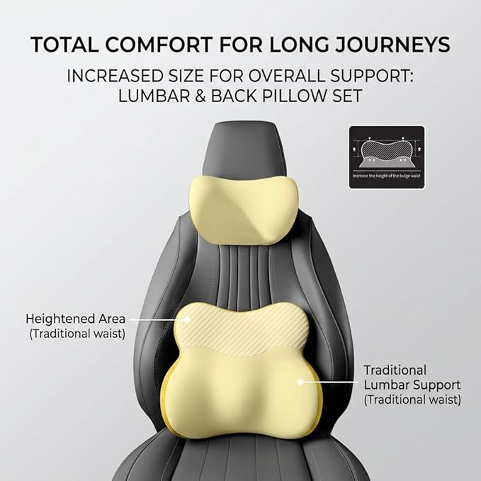 Car Headrest Pillow & Lumbar for Audi A4 B8 Sedan 2007-2015, Car Seat Neck Pillow Back Support, Breathable All-Season Automotive Seat Cushions, 2PCS,B Gray