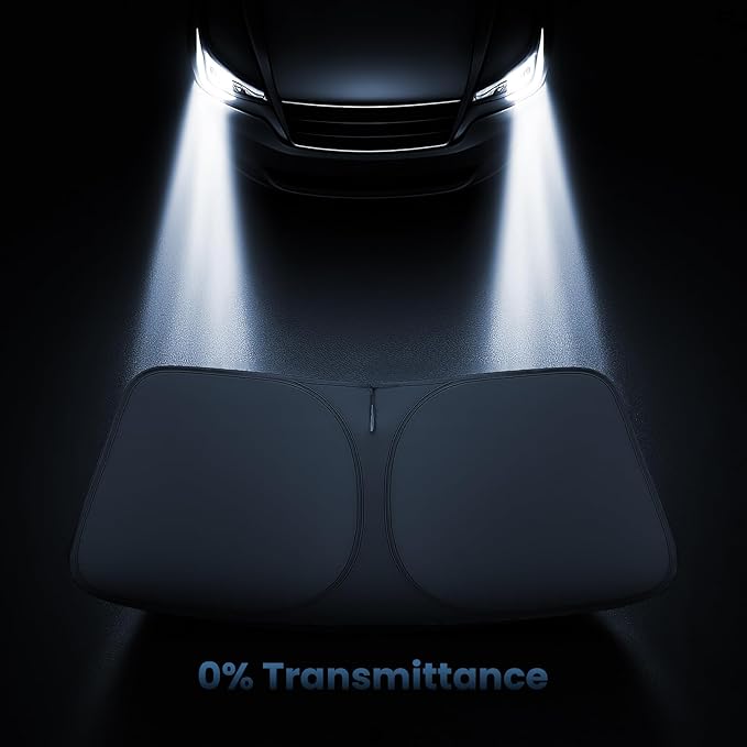 Windshield Sunshade for Honda CRV 2023, 2024, 2025-2026 - Innovative No-Light-Pass Technology, Mirror Cut-Out, Blocks 99% UV Rays, Fade-Resistant, Easy-Fold CR-V Windshield Sun Shade