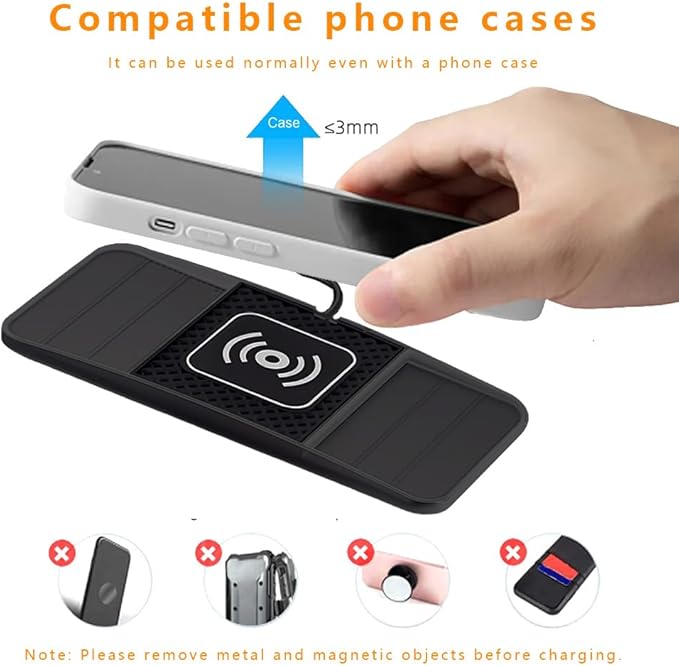 Wireless Charging Pad for Car for Chevrolet Trailblazer 2002-2009 2021-2026, DIY Trim-to-Fit Slim Non Slip Fast Charger Car Wireless Charging Pad 30CM Cable,B 30cm USB Plug Cable
