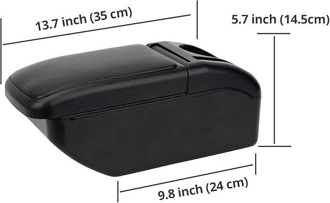 AULPHIKE Compatible with Nissan Note Armrest 2016-2018 Car Center Console Organizer Armrests Double Layer Storage with USB Ports（Carbon Fiber Style）