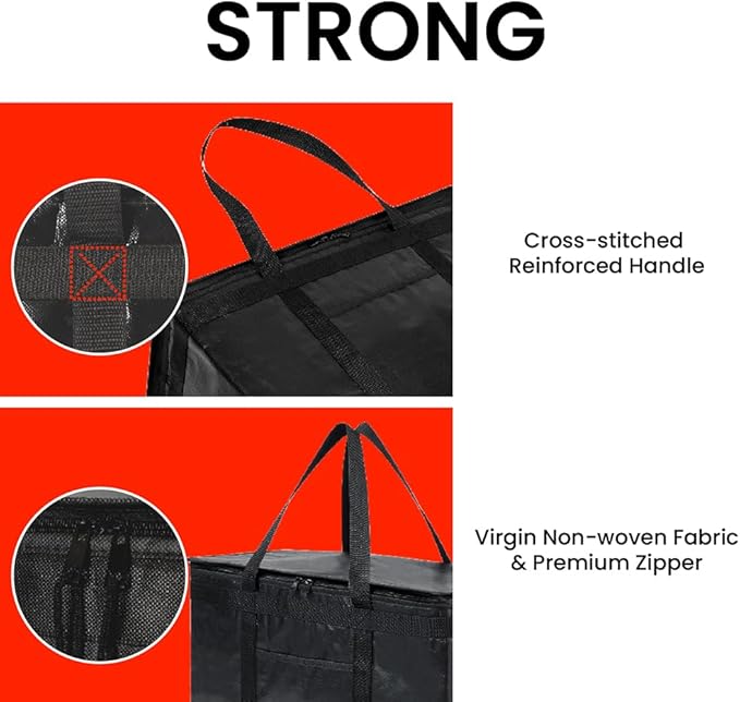 NZ home Insulated Bags for Food Delivery (2XL PRO) Grocery Shopping Cooler Bag, Pizza Delivery, Hot & Cold Catering Tote, Reusable, Foldable & Heavy Duty (Blue)
