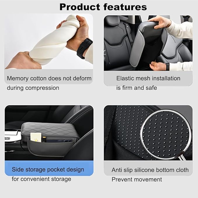 1 Pack Car Center Console Cover Custom Fit for 2024 2025 Lexus GX550 550h, Leather Memory Foam Armrest Cushion Protector, Anti-Scratch Durable Armrest Pad,Black