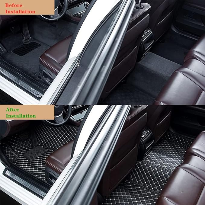 Custom Personalized Floor Mats for Cars - Luxury Full Coverage All Weather Mats, Anti-Slip Leather Mat Set, Fit for 99% of Cars, SUVs & Trucks (Wine Red, C-Double Color)