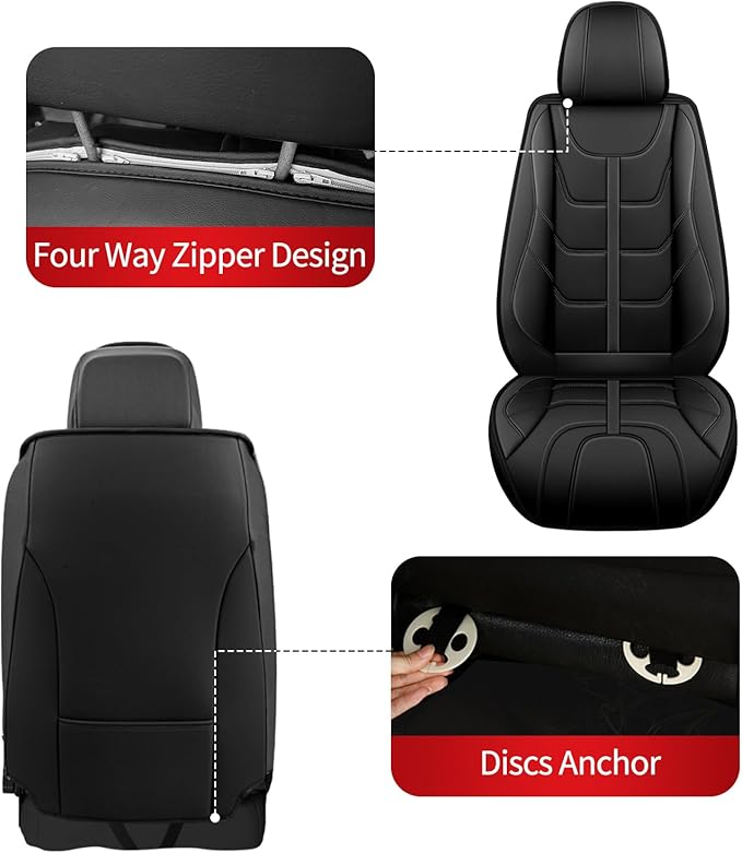 TTX LIGHTING Car Seat Covers fit for Hyundai Tucson 2005-2026 Front Seat: Premium Leather Automotive Seat Cover with Airbag Compatible Waterproof (2 Seats, Black)