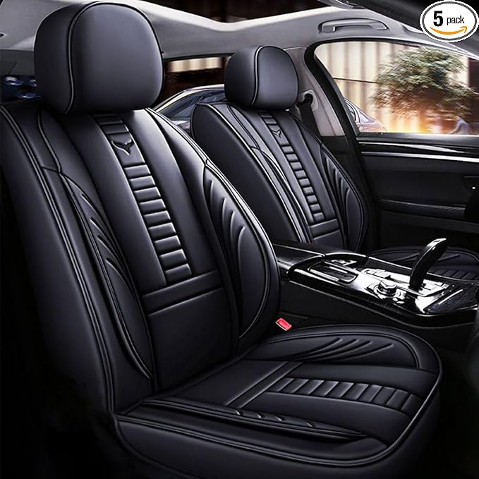 for Toyota RAV4 2008-2025 Car Seat Covers, Full Coverage Customized Seat Covers Premium Leather Waterproof Stain-Resistant Easy to Install (Full Set, Black)