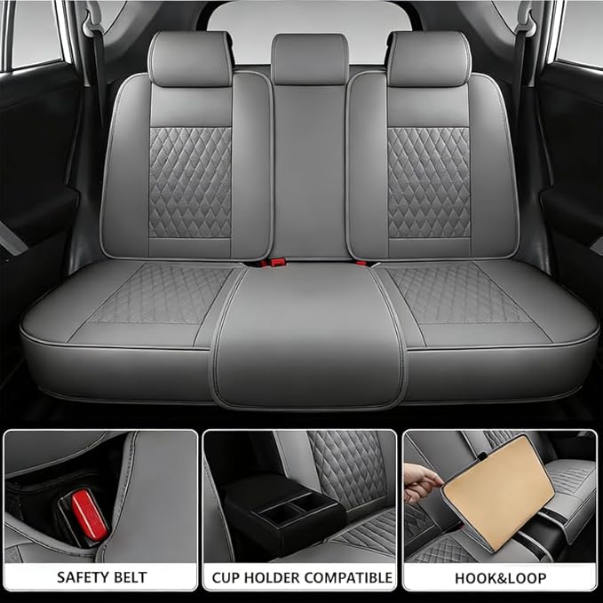 Car Seat Covers Full Set Custom Fit for Ford Edge 2007-2026 - Premium Faux Leather with Lumbar Support | Breathable, Waterproof, Anti-Slip, Durable (Gray,Full Set)
