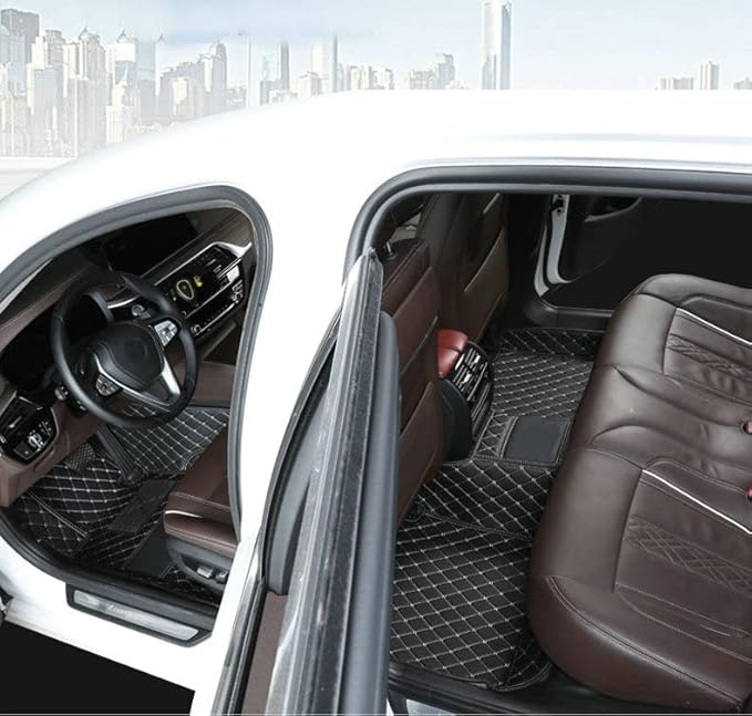 Car Floor Mats Automotive Floor Mats Vehicle Specific All Weather Protection Custom Compatible with Most of 98% Cars SUVs (Beige and Brown)