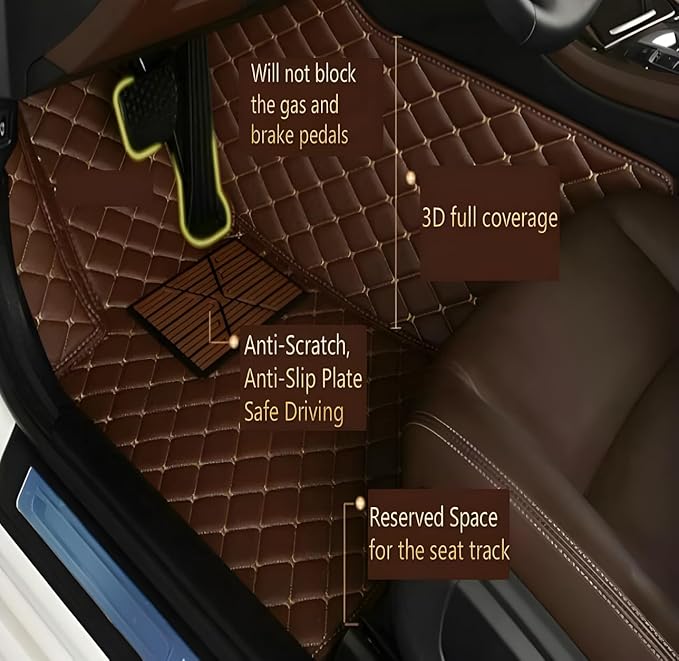 Customize Car Floor Mats for 99% Sedan SUV Sports Car All Weather Leather Full Coverage Waterproof Non-Slip Vehicle Lining Pads (Black Green)
