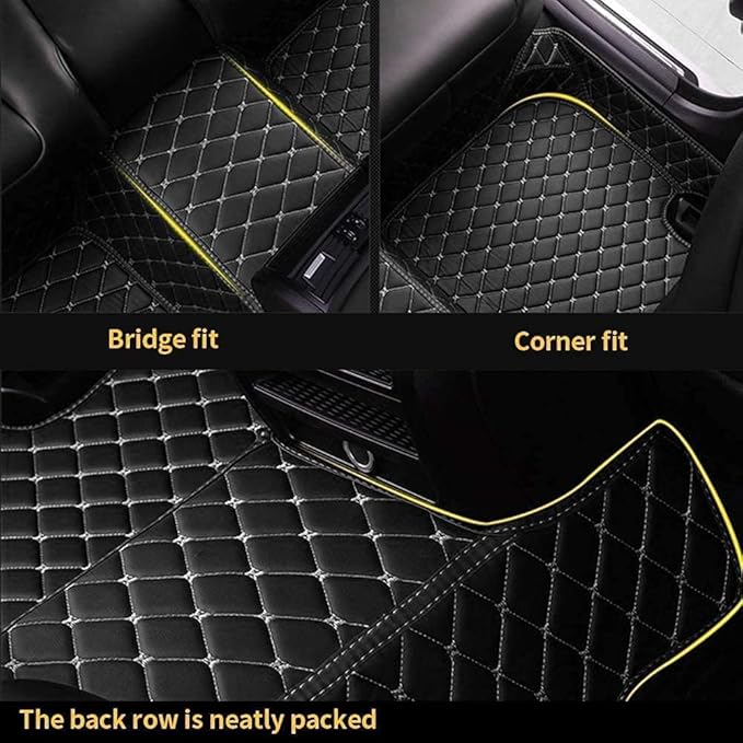Custom Car Floor Mat Compatible with 97% Car Models Luxury Leather All Weather Waterproof Anti-Skid Full Coverage Car Mats (Black and red)