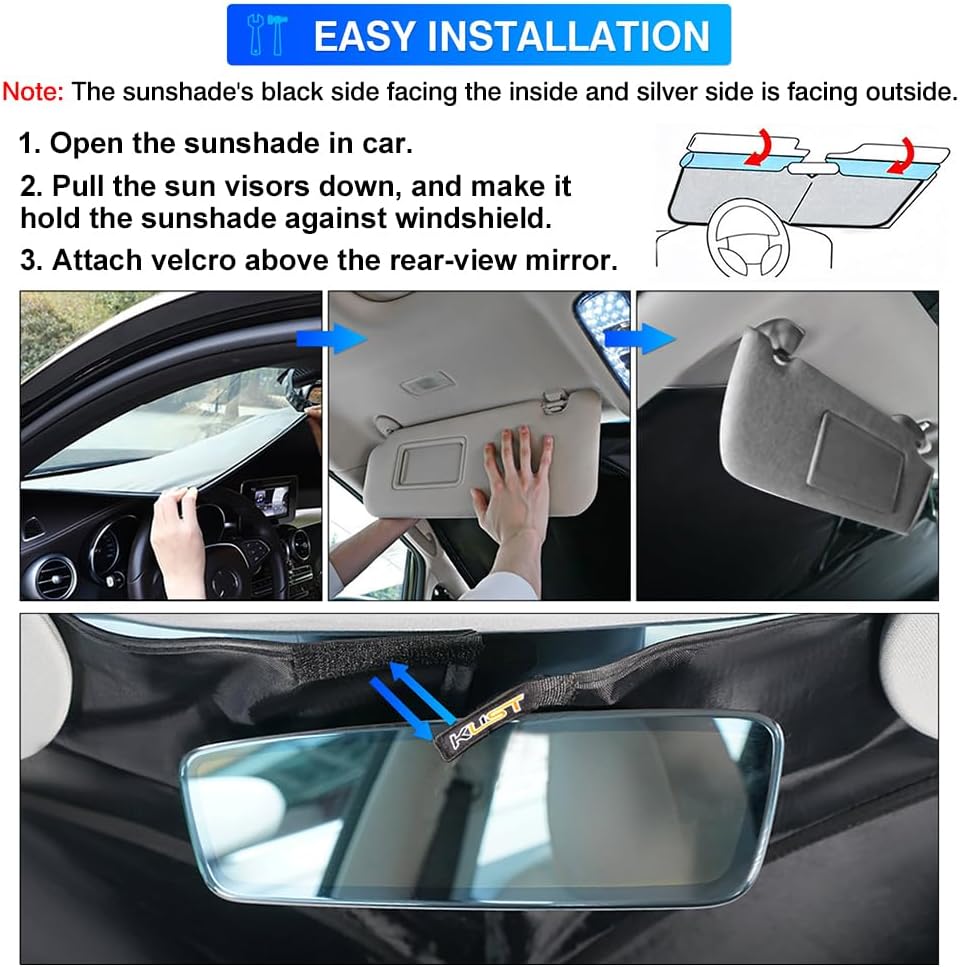 KUST Windshield Sun Shade for 2014-2020 Mercedes Benz GLA 180 200 220 250 Accessories Custom Fit Window Sunshade Foldable Sun Visor Protector Blocks UV Rays Keep Your Car Cooler