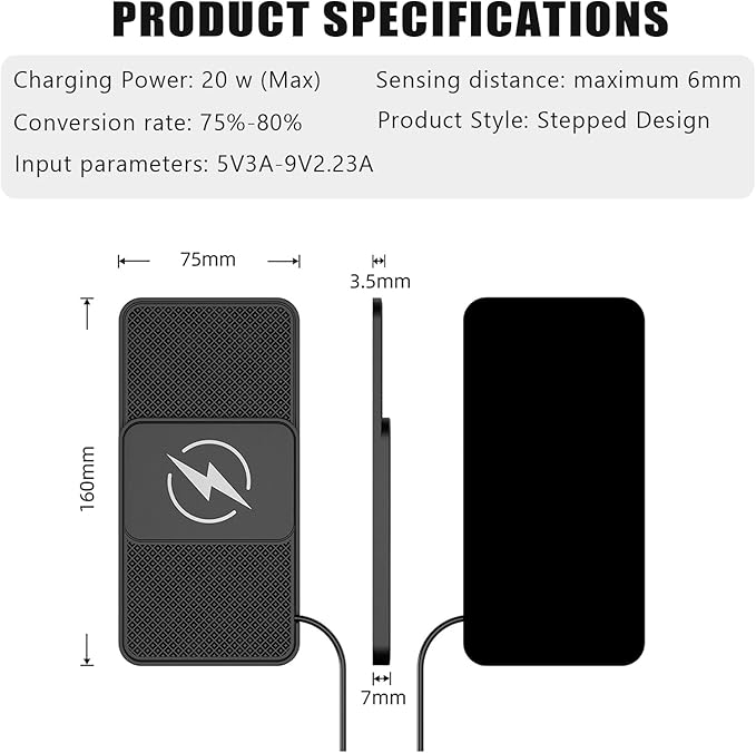 Wireless Car Phone Charger for Lexus GX460 (2010–2023), Type C/USB 20W Fast Charging Pad, Non-Slip Charging Station for Travel Home Office Desk, Lightweight,Type-C