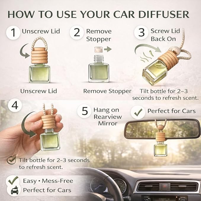 4 Pack Air fresheners | Long lasting car air fresheners, Hand-made in USA | Small room diffuser | Small Business Woman Owned. (8 ml Delightful & Elegant Pack Mix)