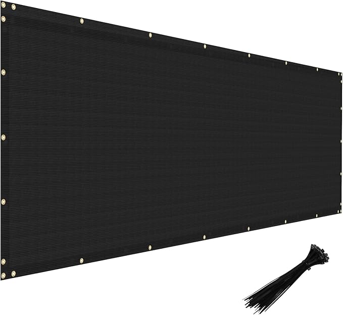 Windscreen4less Privacy Fence Screen Heavy Duty Windscreen Fencing Mesh Fabric Shade Net Cover with Brass Grommtes for Outdoor Wall Garden Yard Pool Deck, 8'x45' Black