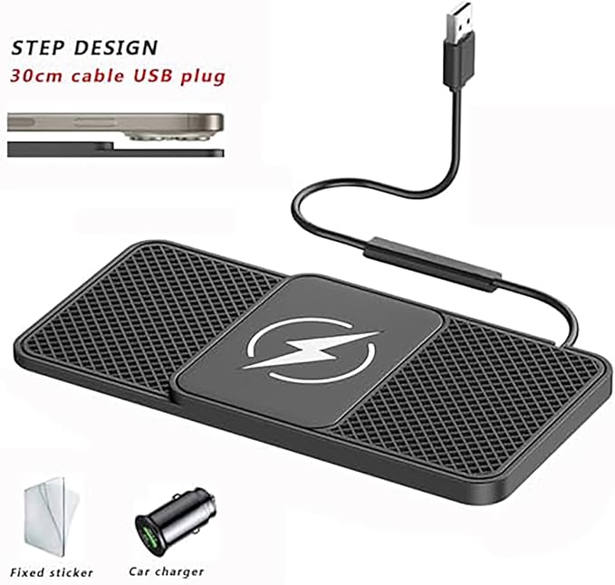 Wireless Car Charger Pad for Jeep Wrangler IV (JL) 2018-2020,20W Fast Wireless Phone Charger Cell Phone Cordless Charging mat,Non-Slip Phone Charging,30cm Cable USB