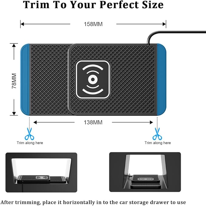 Wireless Charging Pad for Car for Toyota 4Runner bZ bZ4X C-HR Corolla Cross FJ Cruiser 2000-2026, 20W Fast Wireless Car Charger Pad Type-C/USB Non-Slip Phone Charging Mat