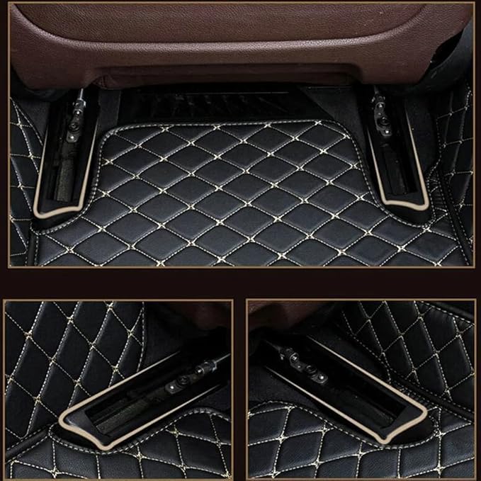 Car Floor Mats Automotive Floor Mats Vehicle Specific All Weather Protection Custom Compatible with Most of 98% Cars SUVs (Beige and Black)
