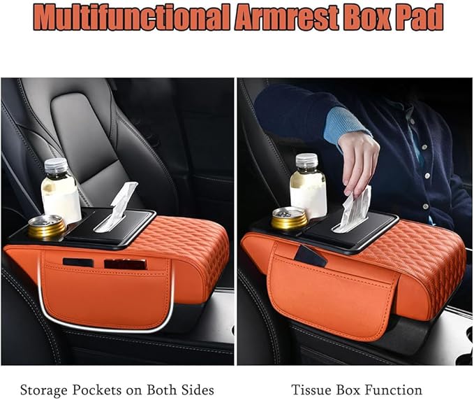 Car Center Console Cover for KIA K4 2024–2025,Arm Rest Lid Cushion Protector Multifunctional Armrest Cushion Pad Interior Accessories,Red