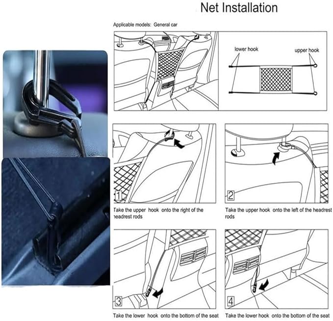 Car Mesh Organizer for Honda Ridgeline 2005-2025 YD/YK,Seat Back Net Bag,Barrier of Backseat Pet Kids,Cargo Tissue Purse Holder,Driver Storage Elastic Netting Pouch,B-Small