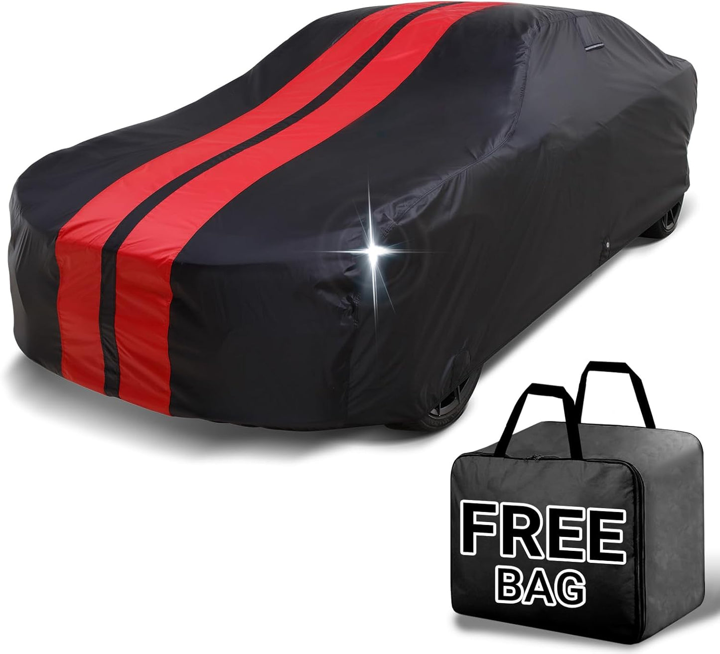 iCarCover Custom Car Cover for Buick Century Sedan, Coupe (1978-1981) Waterproof All-Weather Rain Snow UV Sun Protector Full Exterior Indoor Outdoor Car Cover (Stripe - Black/Red)