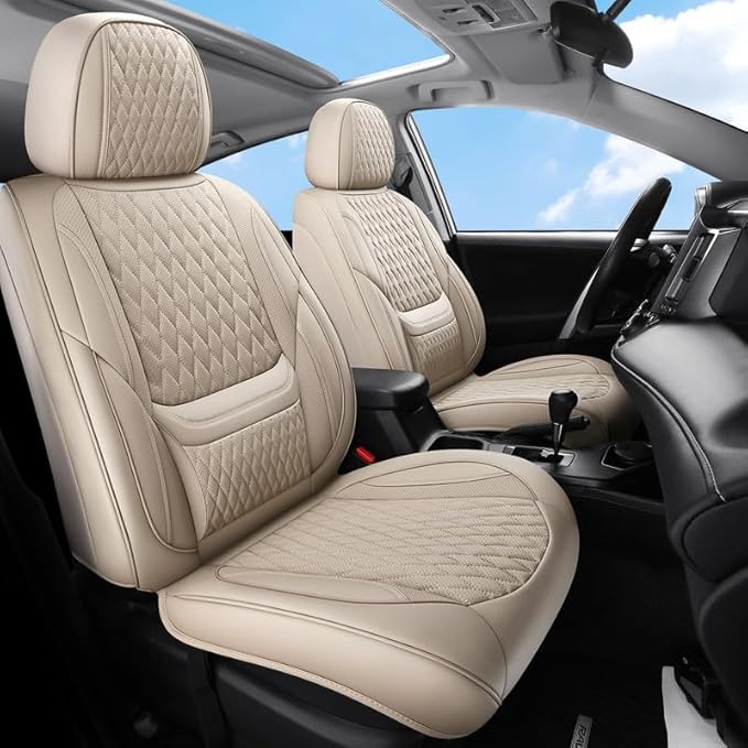 Car Seat Covers Full Set Custom Fit for Buick Encore GX 2012-2026 - Premium Faux Leather with Lumbar Support | Breathable, Waterproof, Anti-Slip, Durable (Beige,Full Set)